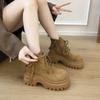 Женские ботильоны на плоской платформе, замшевые зимние ботинки, дизайнерские ботинки на шнуровке, спортивные ботинки 2025, повседневные ботинки челси, женская обувь