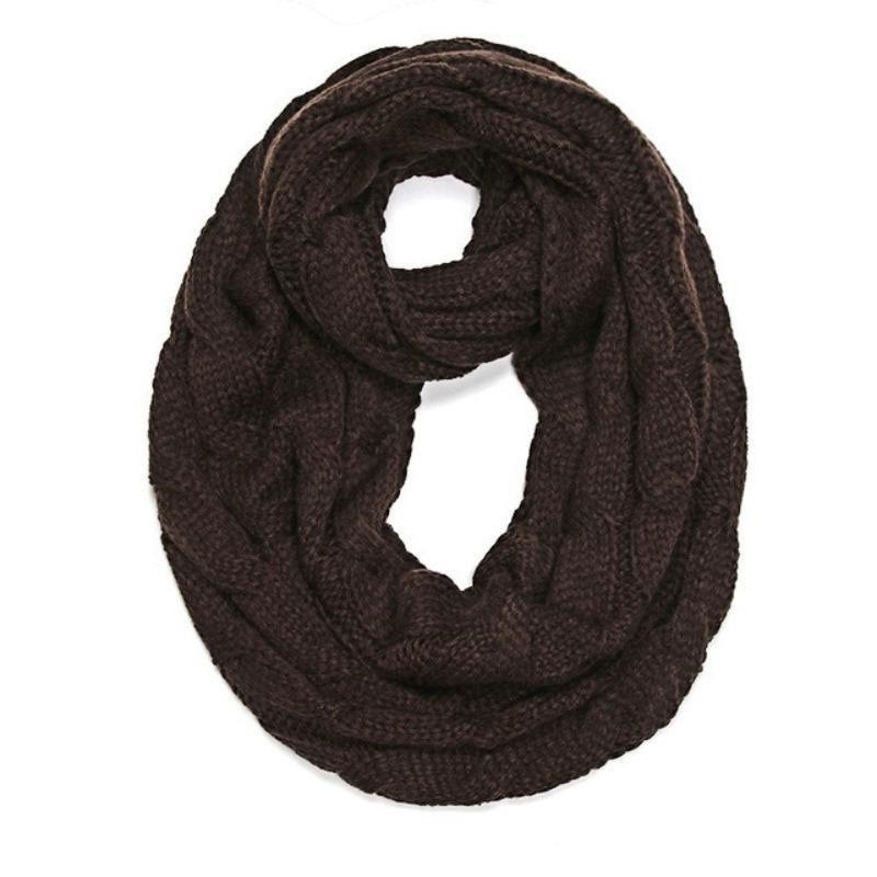 Новый женский однотонный шерстяной шарф-снуд с косами, зимний утеплитель для шеи, воротник-хомут, круглые шарфы