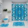 Geometric Pattern Shower Curtain Set With Toilet Seat Cover And Rug 70.8x70.8 Inch