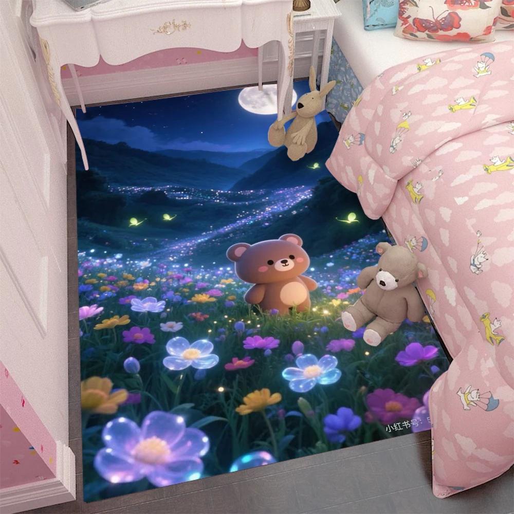  Little Bear Cartoon Rugs Children Bedroom Room Carpet  Carpets for Bed Room Washroom Floor Mat Decoration Maison