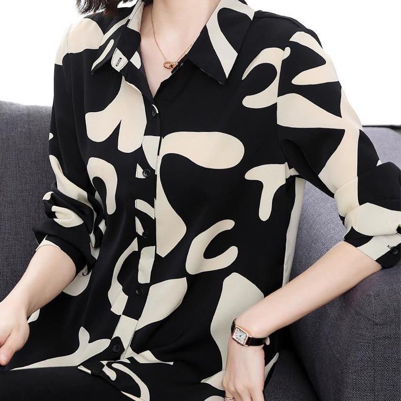 Женская свободная повседневная рубашка с длинными рукавами, большая повседневная модная рубашка-топ