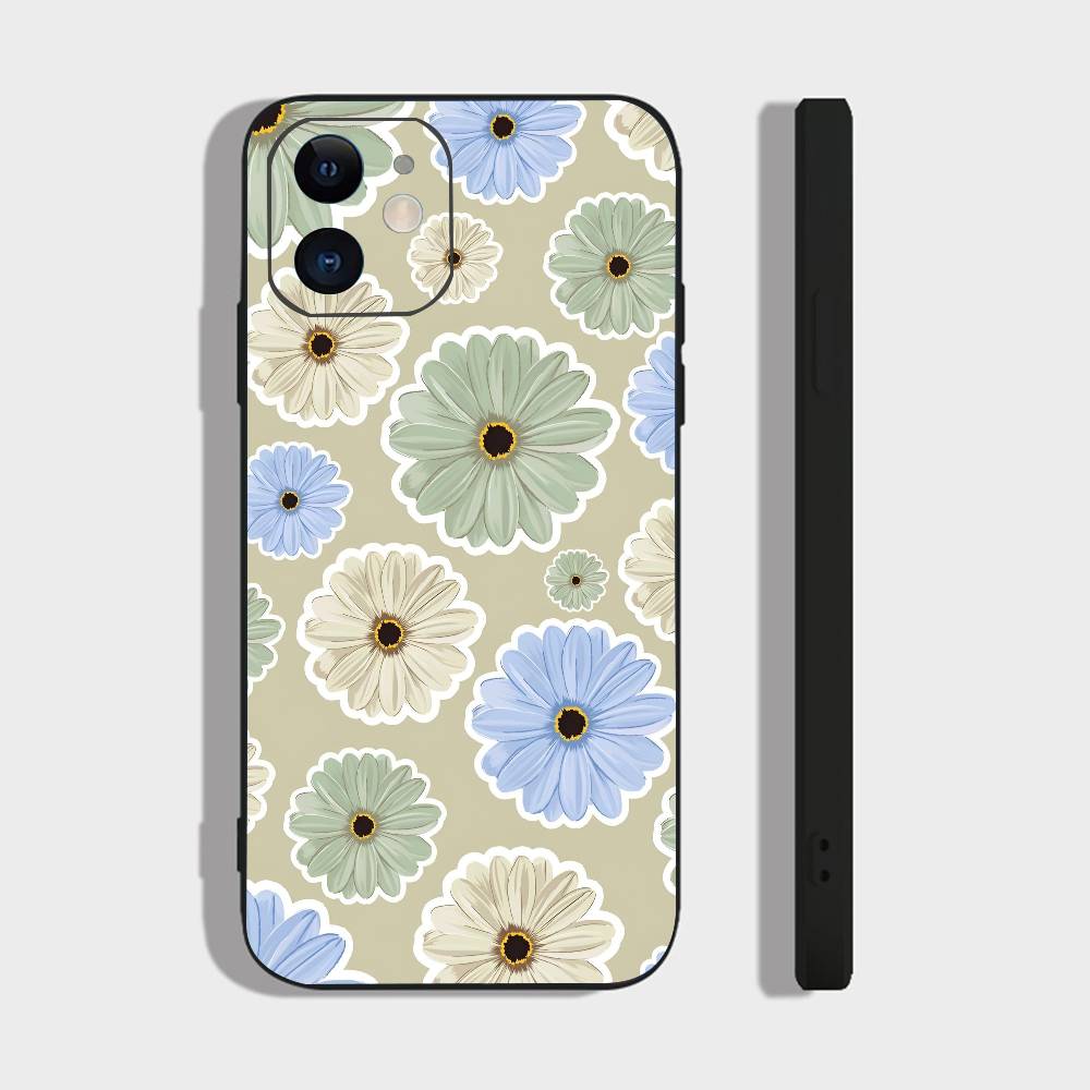 Художественный цветок Для IPhone 13,17,11,12,16,14,15,Plus,Pro Max Мягкий силиконовый черный чехол для телефона
