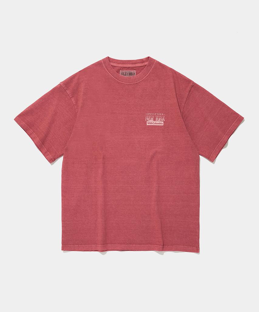 COLUMBIA UNIVERSITY Open Your Ny Salt Washed S/S T-Shirts_Red