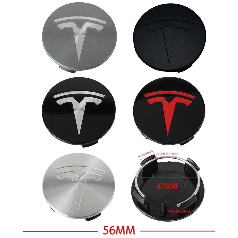Автомобильная наклейка Tesla 4 шт. 56 мм Наклейки-заглушки центральных колпачков ступиц колес автомобиля Значок Наклейка Автоаксессуары Для Tesla Model 3 Model