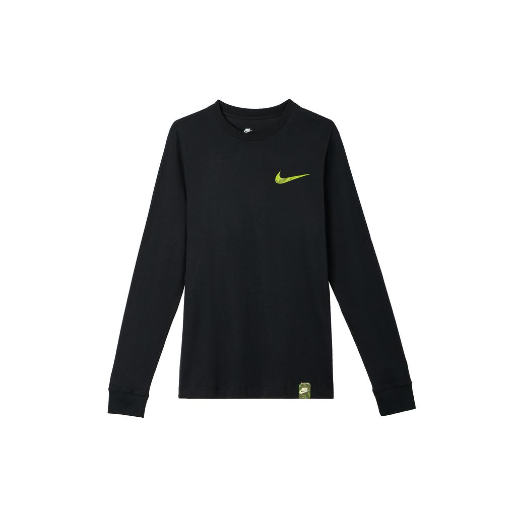 Nike Футболка с круглым вырезом и длинным рукавом с логотипом и буквами, мужские топы, черные FZ7957-010