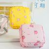 Sanitary Napkin Storage Bag Cartoon Print Inner Pocket Zipper Closure Large Capacity with Wrist Strap Cosmetic Earphone Keys Jewelry Storage
