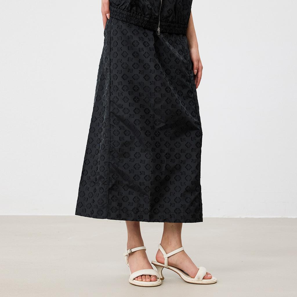 Shopping mall style high waist slimming jacquard skirt for women, versatile commuting straight tube mid length skirt for summer 2026