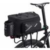 ROCKBROS Bicycle Rear Bag Large Capacity Pannier Bag Shoulder Frame Bag 9-12L Expandable with Waterproof Cover Water Repellent Adjustable Dividers Bla