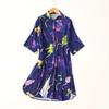 Foreign Trade Export Print Loose Cotton Silk Dress Summer Thin Short Sleeve Artificial Cotton Shirt Dress Plus Size Women Clothing