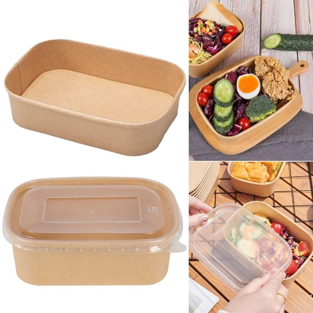 10PCS/Set Square Kraft Paper Lunch Box Paper Food Packing Box Disposable Lunch Box Household