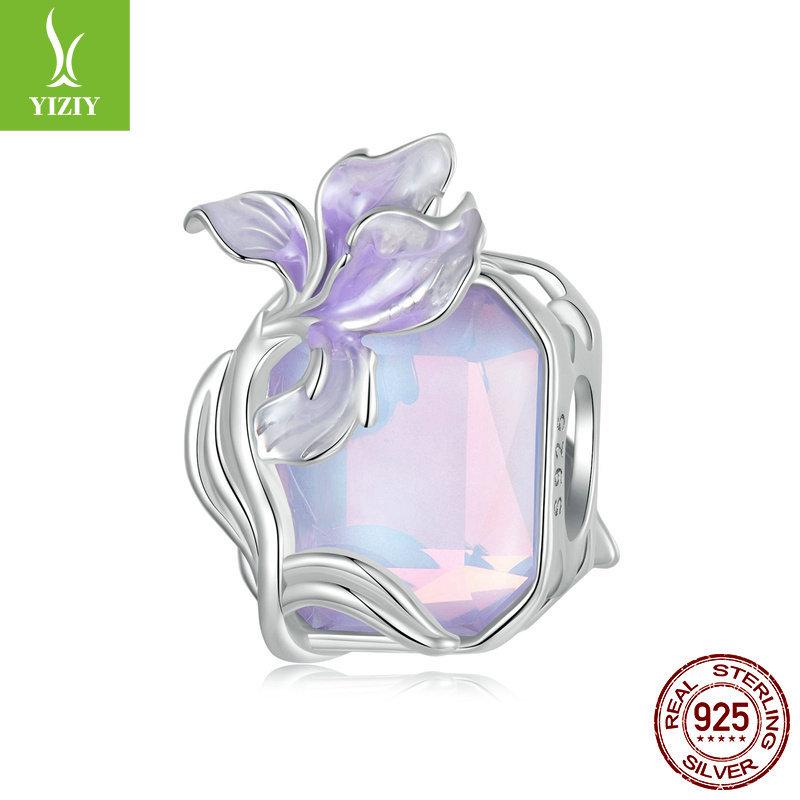 Браслет «Серия Фиолетовые Ирисы» Сделай сам из бусин, Романтичный и Элегантный Подвески из Стерлингового Серебра S925