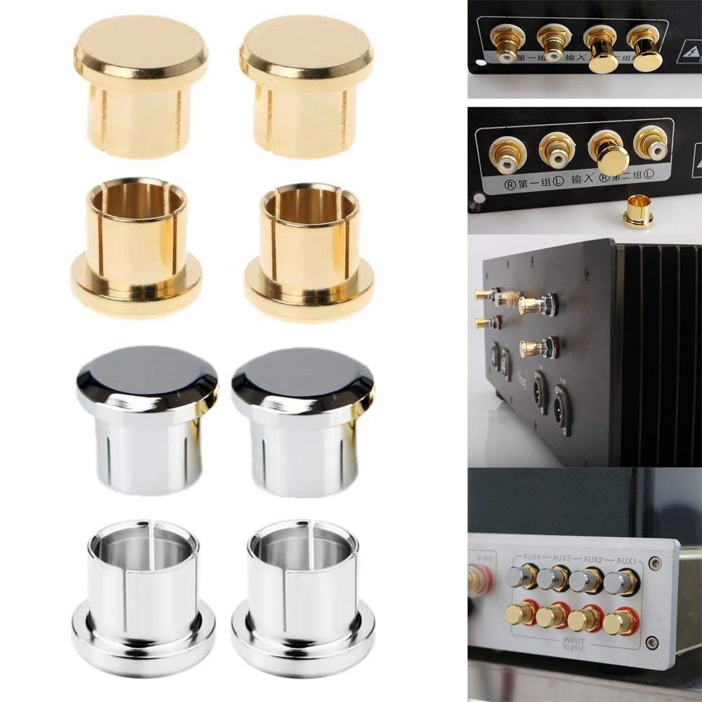 Gold Plated RCA Plug Caps Brass Dust Proof Cap Insulation Socket Protect Cover Caps Audio