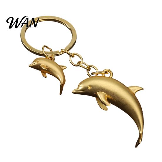 Keychain Charm Pendant Zinc Alloy Dolphin Design Key Chain Easy to Hang Electroplated Metal Ring Backpack Car Accessory