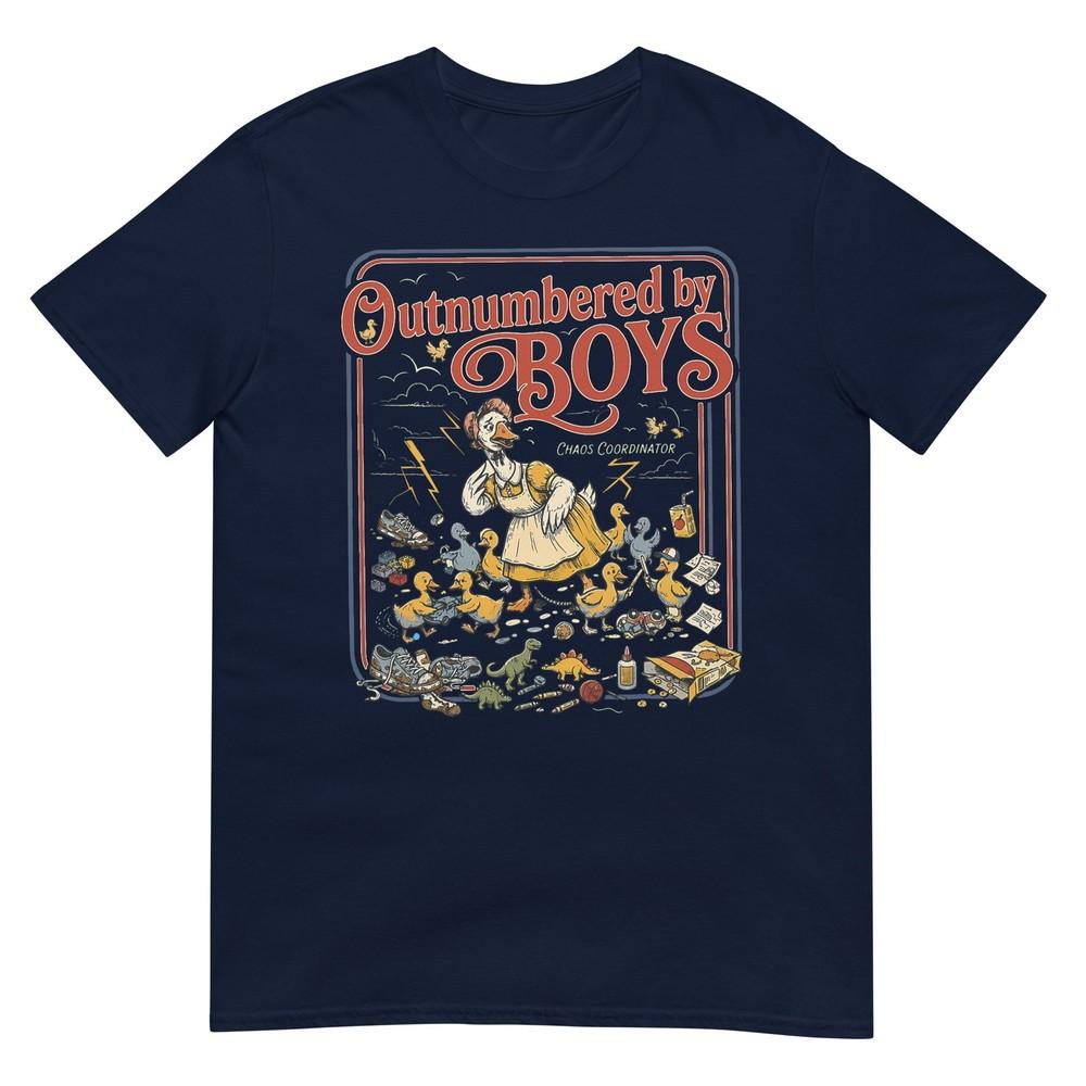 Outnumbered By Boys Goose Funny Boy Mom Life Meme Tshirt
