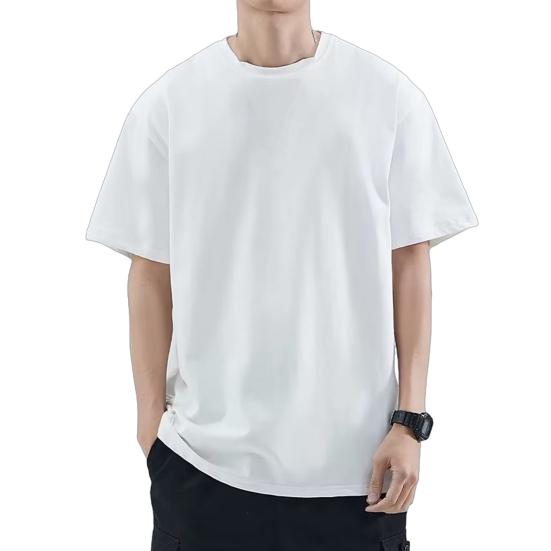 Men Solid Color T-Shirt Round Neck Short Sleeve Summer Tee Casual Loose Fit Tee Shirt for Daily Life Parties Street Beachwear