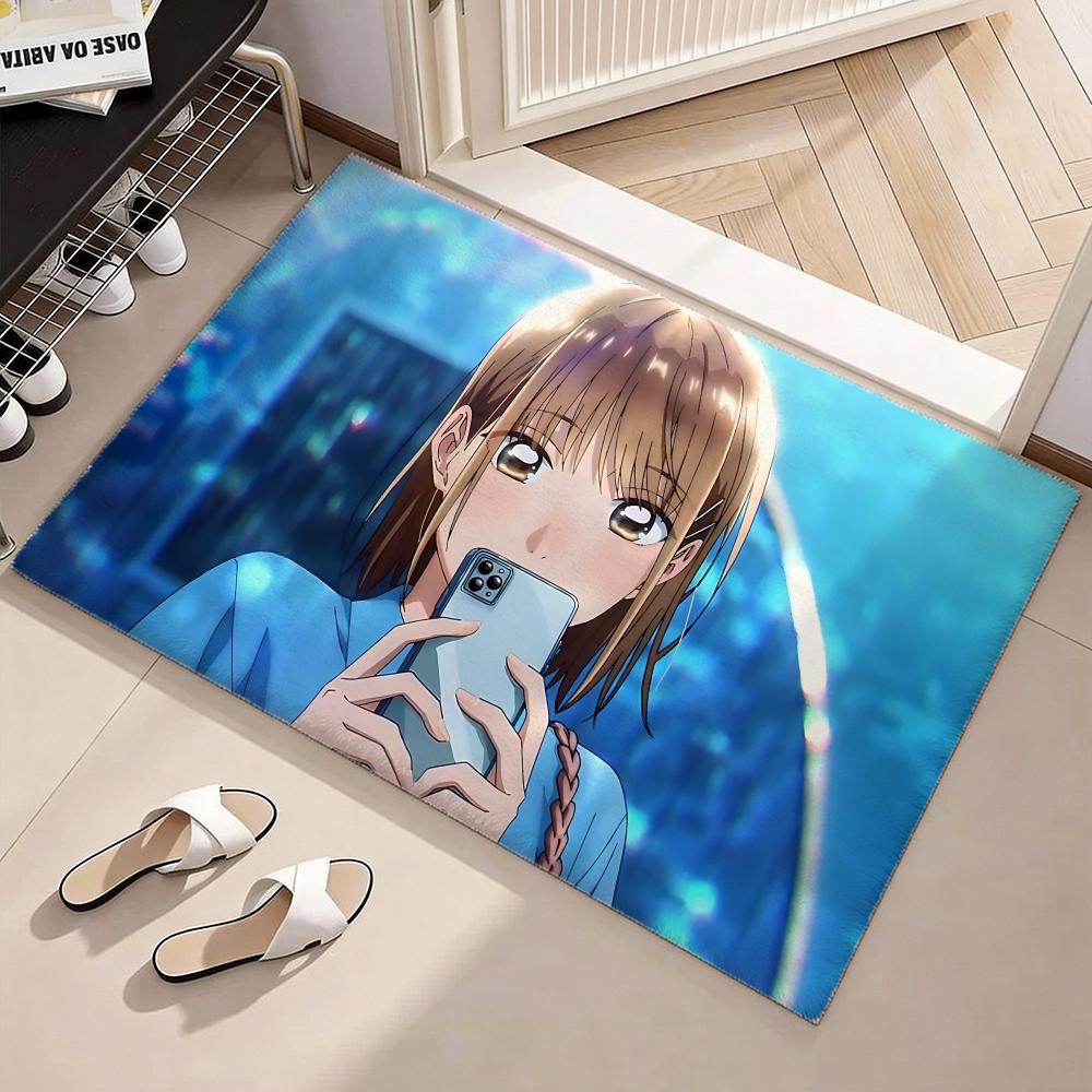 Romantic Sports Anime B-Blue Boxs Floor Mat Soft Thickened Flannel Door Mat Non-Slip Living Room Rug Home Decor