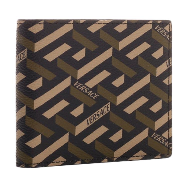 Versace Кошелек La Greca Signature Bifold Черный/Хаки Мужские кошельки DPU2463-1A01974-5B150