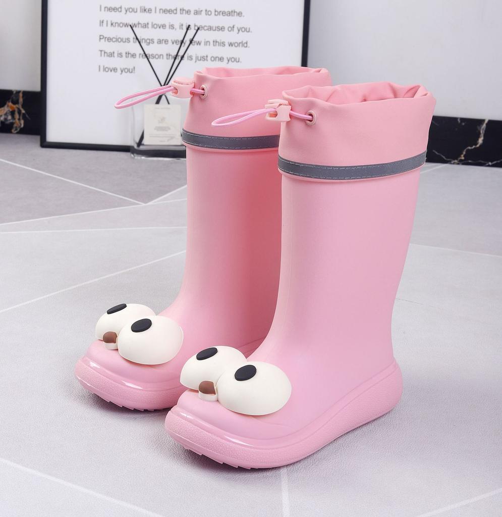 Большие глаза детские дождевики для девочек мальчиков учеников начальной школы симпатичные нескользящие водонепроницаемые теплые хлопковые модные средние резиновые сапоги