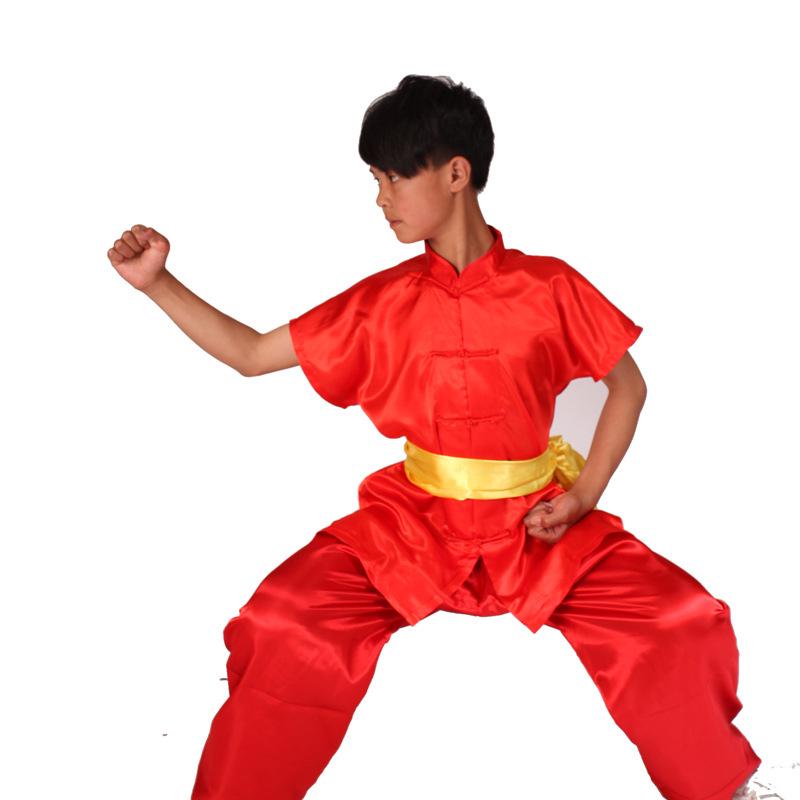 Детский и взрослый костюм с коротким рукавом для выступлений по тайцзи и ушу