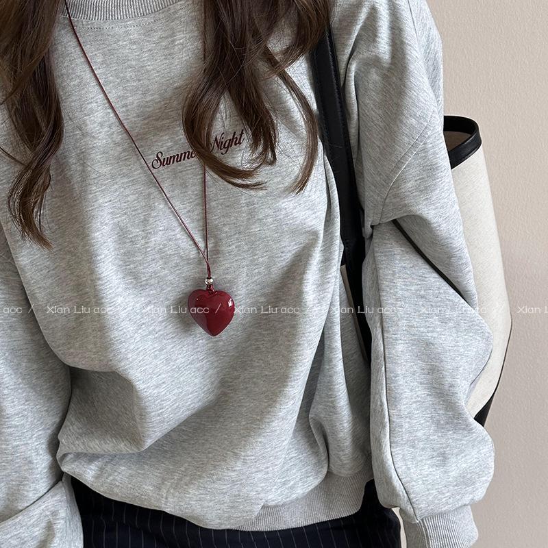 Винтажное кожаное колье-сердце 2025 для женщин - Легкая роскошь, цепочка на ключицу от Anco Lei