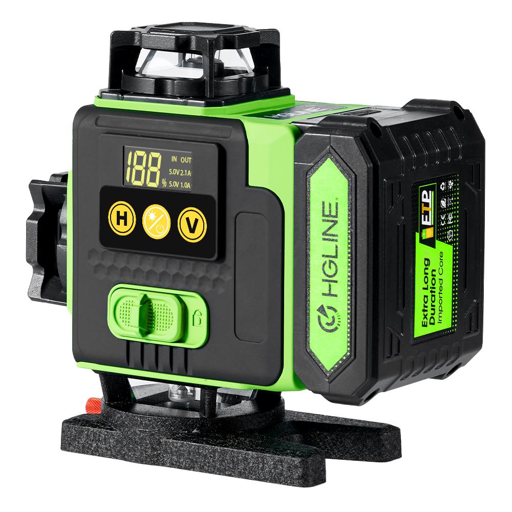 HGLINE 4D 16-линейный зеленый лазерный уровень, самовыравнивающийся, горизонтальный и вертикальный, 360°, с дистанционным управлением через приложение 30 м