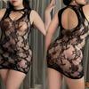 Oversize Women Mesh Hollow Sexy Bodystockings Large Plus Size See Through Erotic Open Crotchless Lingerie Bra Set XXXXL