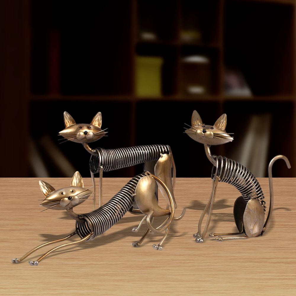 Tooarts Металлическое Железное Искусство Весенний Кот Современная Скульптура Рождественский Подарок Украшения