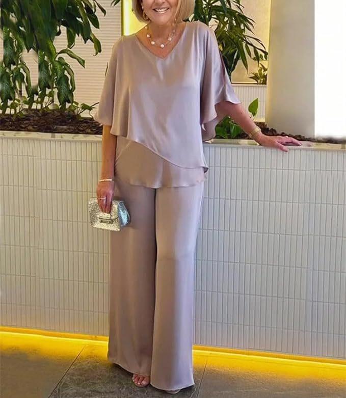 Женская футболка, однотонная, с v-образным вырезом, неровный подол, повседневный брючный костюм больших размеров