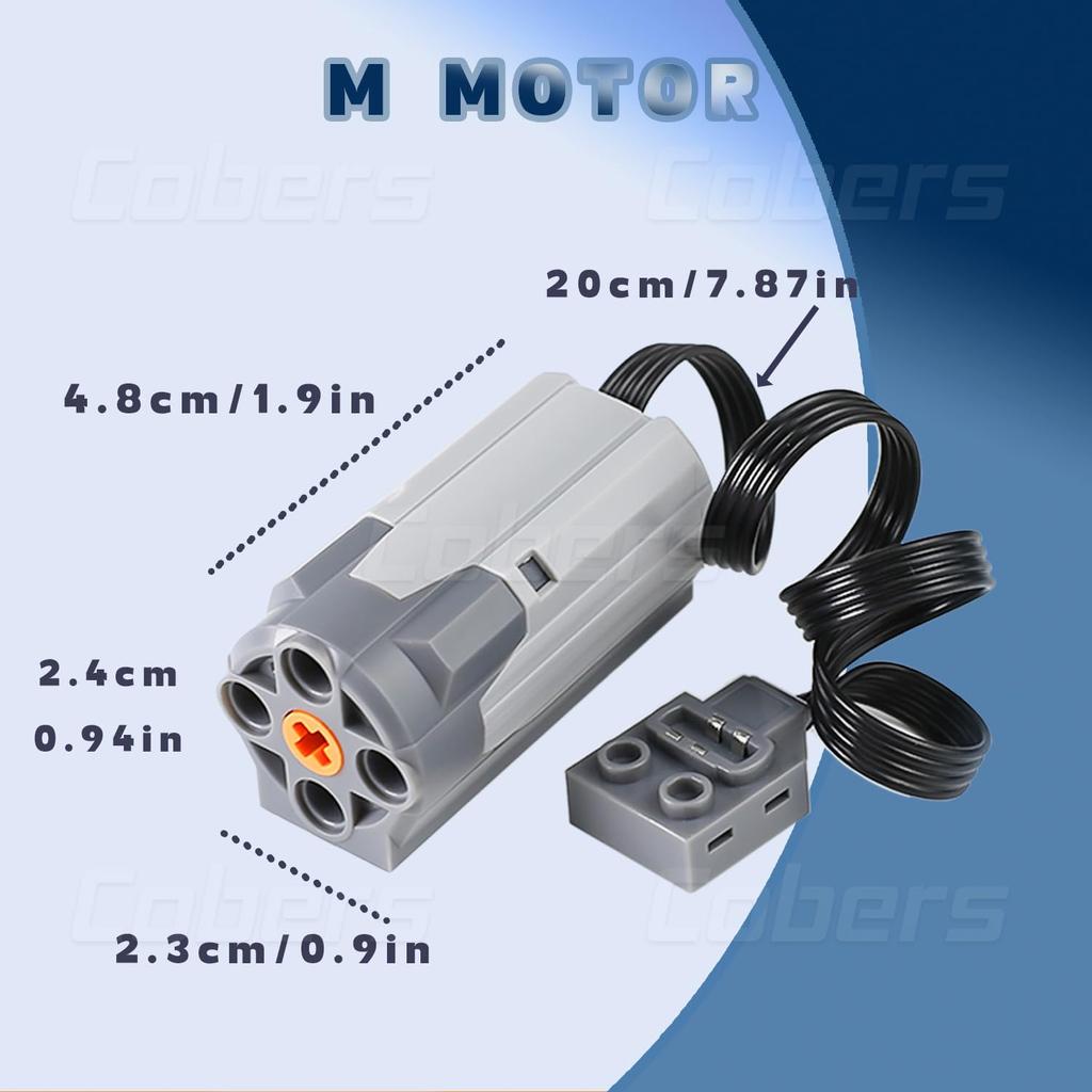 Cobers Power Function Kit 9-Piece Motor Set Compatible with Major Brand Technic Parts AA Boxes, Switches, Lights, Wires, Axles, and Gears
