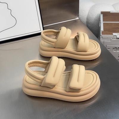 Нишевые сандалии женские новые летние на платформе на липучке повседневные универсальные высококлассные хлебные пляжные туфли