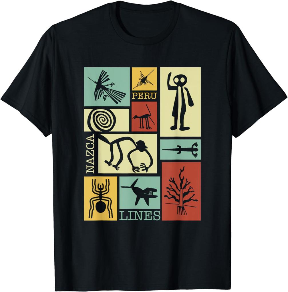Nazca Lines Peru Geoglyph Monkey Astronaut Spider Retro TShirt Festival Wear Clothes Women Clothing Graphic TShirts Camisetas