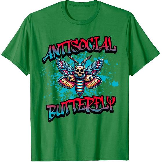 Antisocial Butterfly, Funny, Graffiti Style T-Shirt