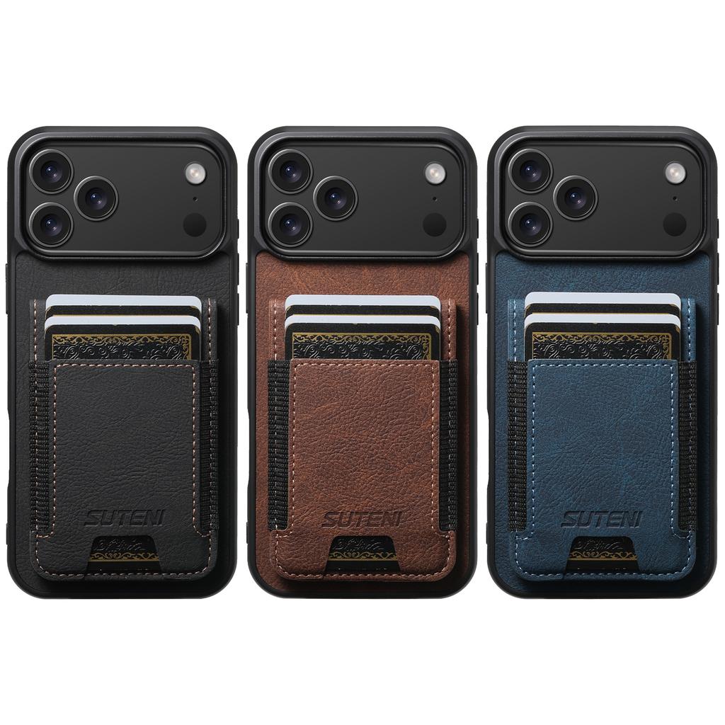 Luxury Faux Leather Card Holder Stand Phone Case Frosted Feel for IPhone 17 Pro Max 16 Plus 15 14 13 12