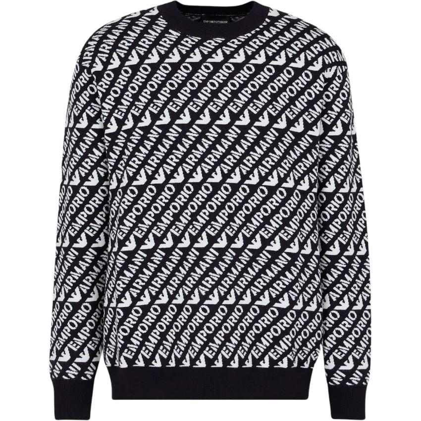 Emporio Armani Свитер с принтом букв, круглым вырезом, длинным рукавом, мужской свитер 6R1MU21-MMKZ1-F905