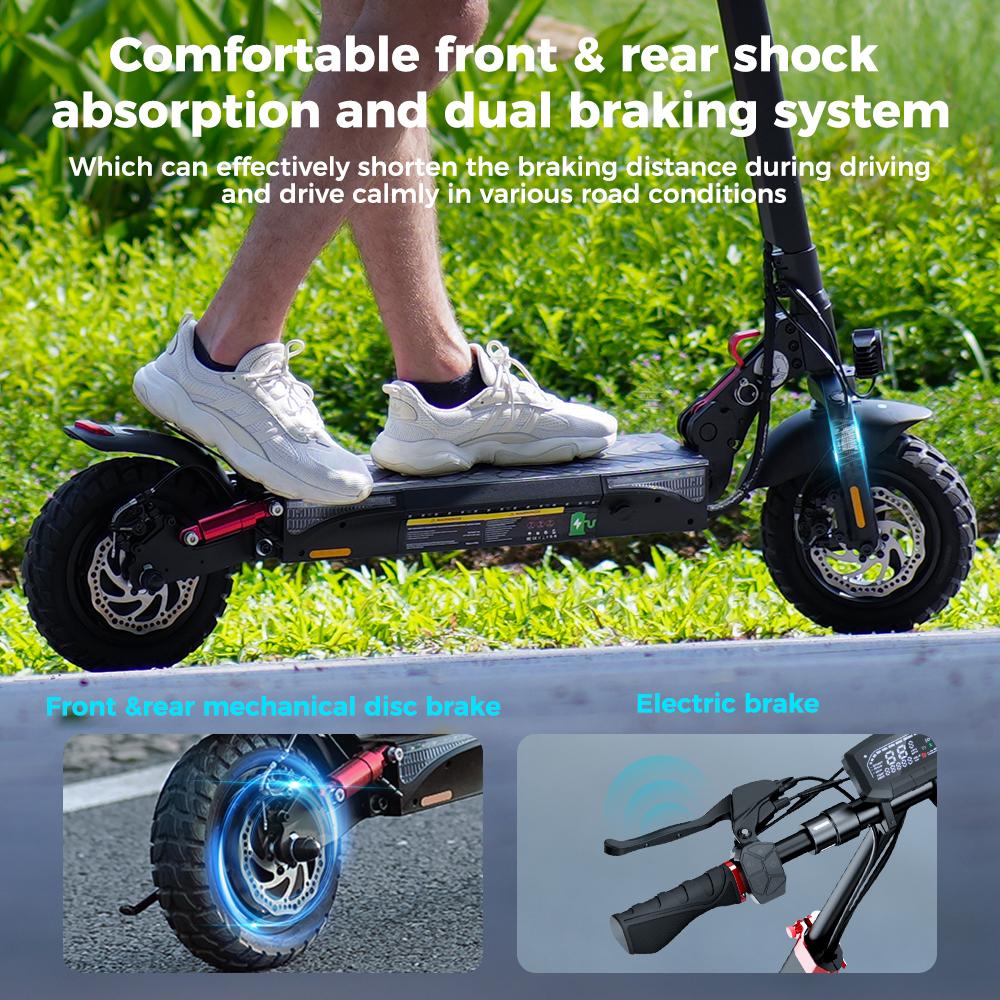 iScooter iX3 Electric Scooter 800W Motor 10Ah 10'' Off-Road Tires Dual Suspension speed 25KM/H 30-40KM Range Adult Electric Scooters