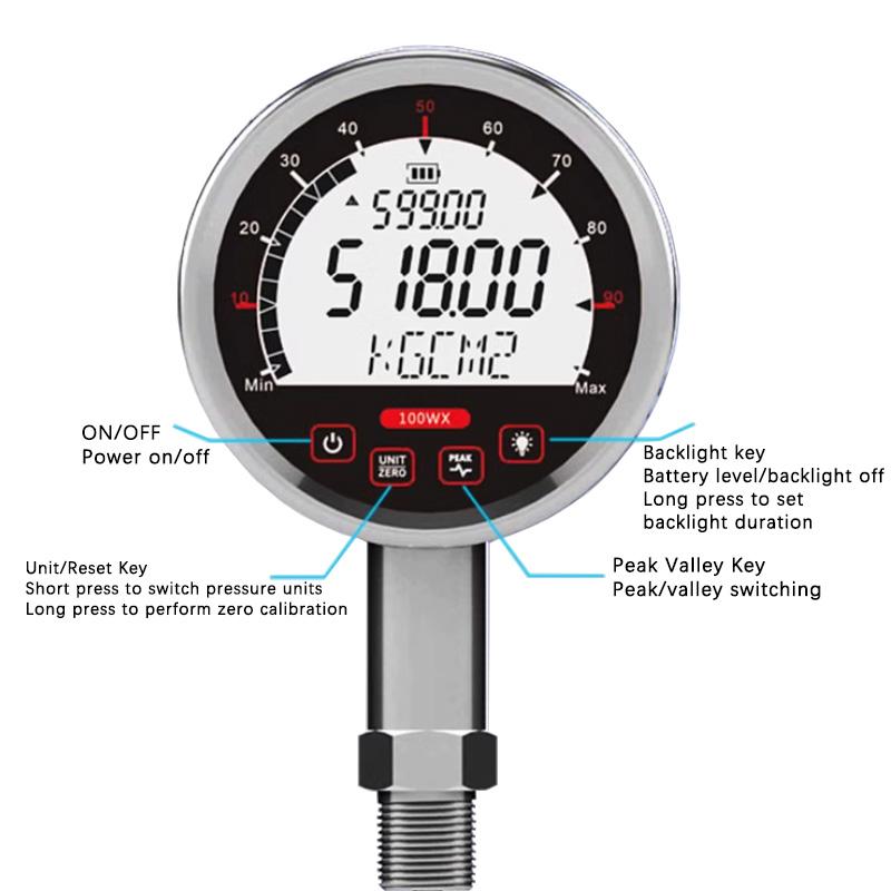 Digital Pressure Gauge Shock Resistant High-Precision Water Pressure Hydraulic Pressure Vacuum Absolute Pressure Gauge