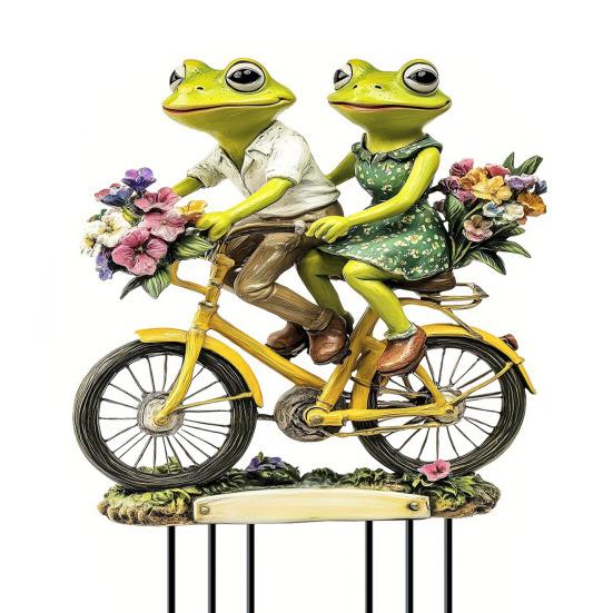 Садовый колышек «Пара лягушек», 2D акриловая плоская декорация в виде лягушек, водонепроницаемый колышек с животным для цветочного горшка, кашпо, балконного ящика