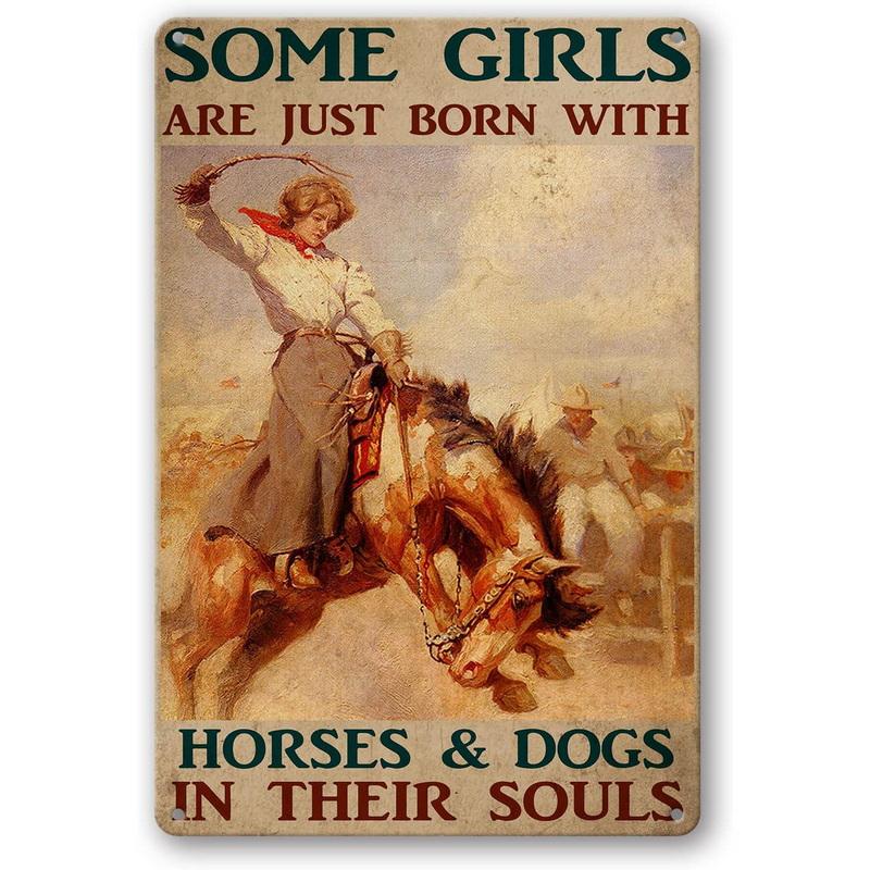Vintage Cowgirl Metal Sign Retro Western Horse Riding Quote Tin Plaque for Home Bar Farmhouse Decor Life is Tough Spiritually Wi