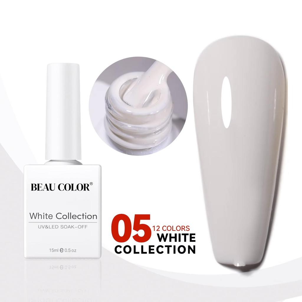 BEAU COLOR 15 мл 12 цветов Молочно-белая коллекция УФ/LED гель-лак для ногтей Гель-лак для ногтей Soak Off Varnish для домашнего маникюра и маникюрного салона