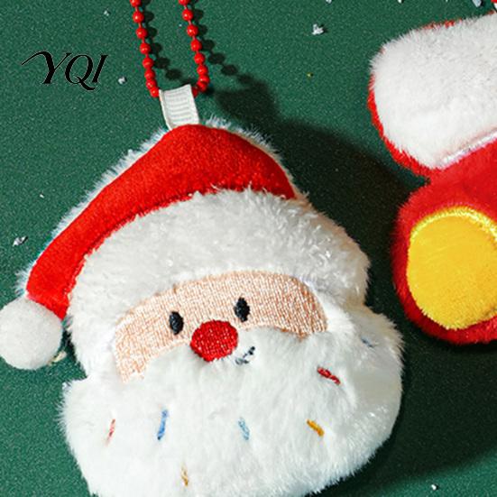 Holiday Decoration Pendant 2Pcs Christmas Plush for Backpack, Stuffed Santa Claus Tree Decorative Wreath Reindeer Decor, Handbag Keychain Hanging