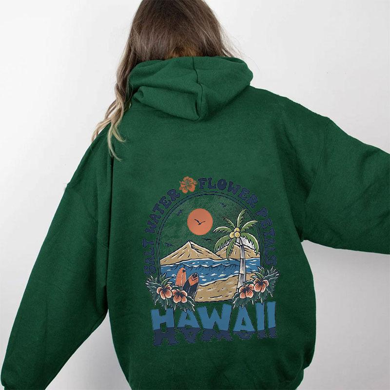 Толстовка с капюшоном и принтом лепестков цветов соленой воды Гавайи