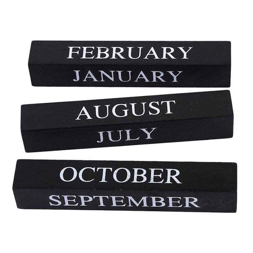 Календарь для декора Nordic White Black Wooden Calendar Simple DIY Wood Blocks Home Decoration