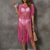Women's Beach Cover-up Sexy Hollow Fringed Patchwork Bikini Solid Color Cover-up