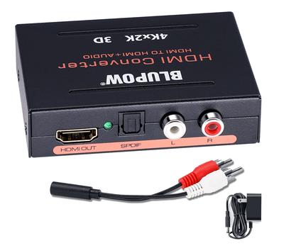 BLUPOW HDMI Аудио Разветвитель, Совместим с 4K30Hz/3D, Аудиовыход: Оптический Цифровой/R/L Аналоговый, HDMI Разветвитель Звука, Аудио Распределитель, Цифровой Аудио Спли