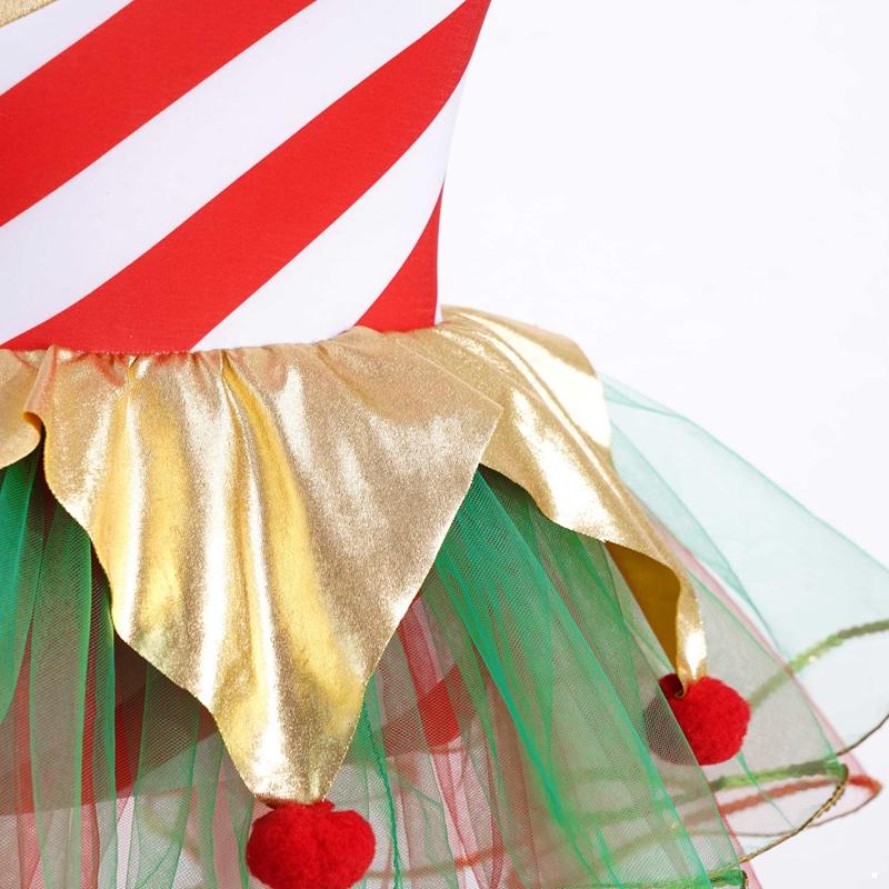 Детская стильная танцевальная одежда для девочек, сетчатое платье-пачка для выступления на сцене, Рождественский карнавал, косплей