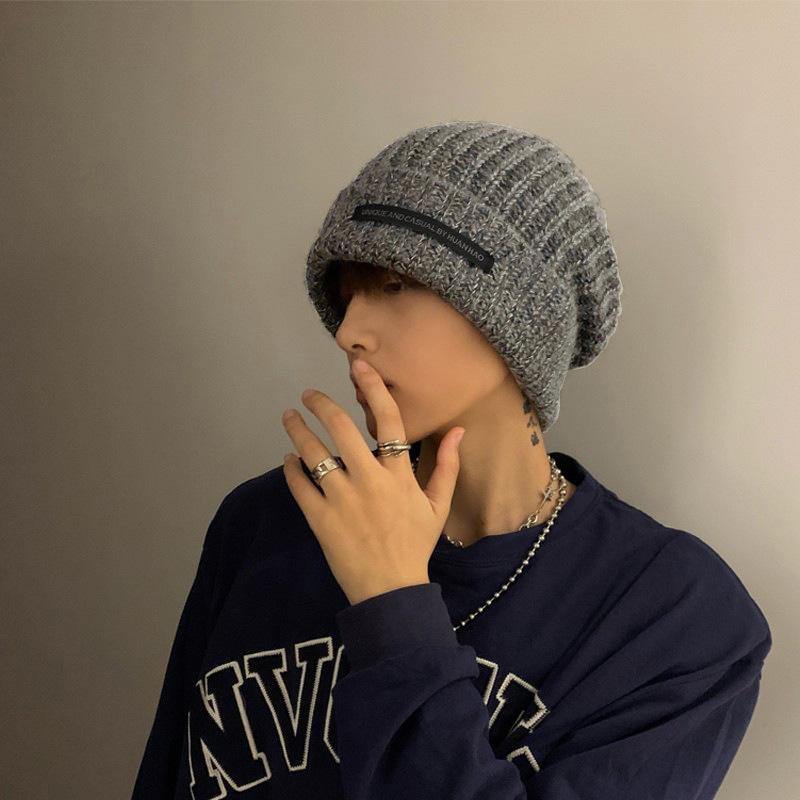 Japanese and Korean Style Couple's Slouchy Hat Men and Women Autumn and Winter Warm All Match Loose Fit Knit Woolen Hat