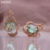 PATAYA Женские серьги из искусственного циркона цвета розового золота с инкрустацией из бледно-голубого яичного зефира