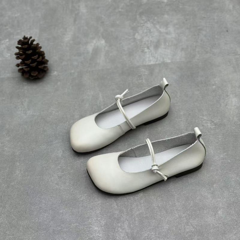 Johnature Женские туфли на плоской подошве из натуральной кожи с квадратным носком, однотонные туфли ручной работы из коровьей кожи на мягкой подошве