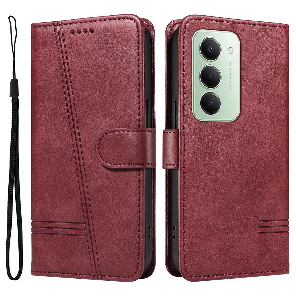 Для Xiaomi Redmi 15 4G (США) (171 мм) Кошелек Чехол Т-образные линии Кожаный Чехол для телефона Подставка