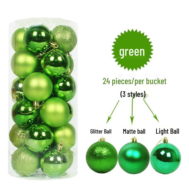 24-Piece Christmas Tree Ornaments Set: 3cm-8cm Multi-Colored Plastic Balls
